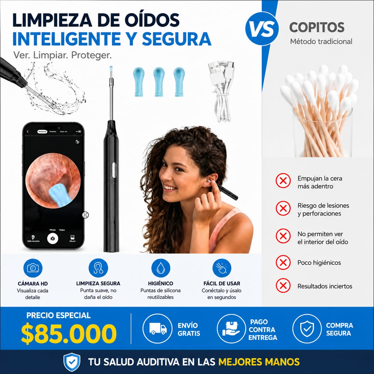 Limpia Oidos Extractor Cera camara