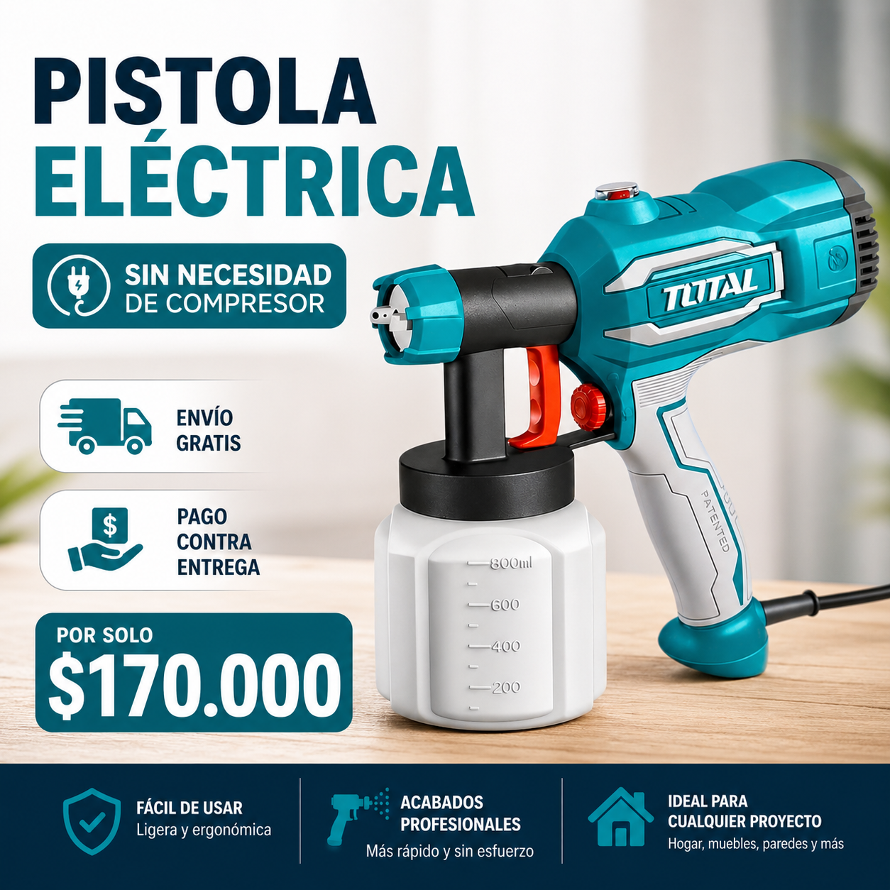 PISTOLA PARA PINTAR ELECTRICA 450W TOTAL